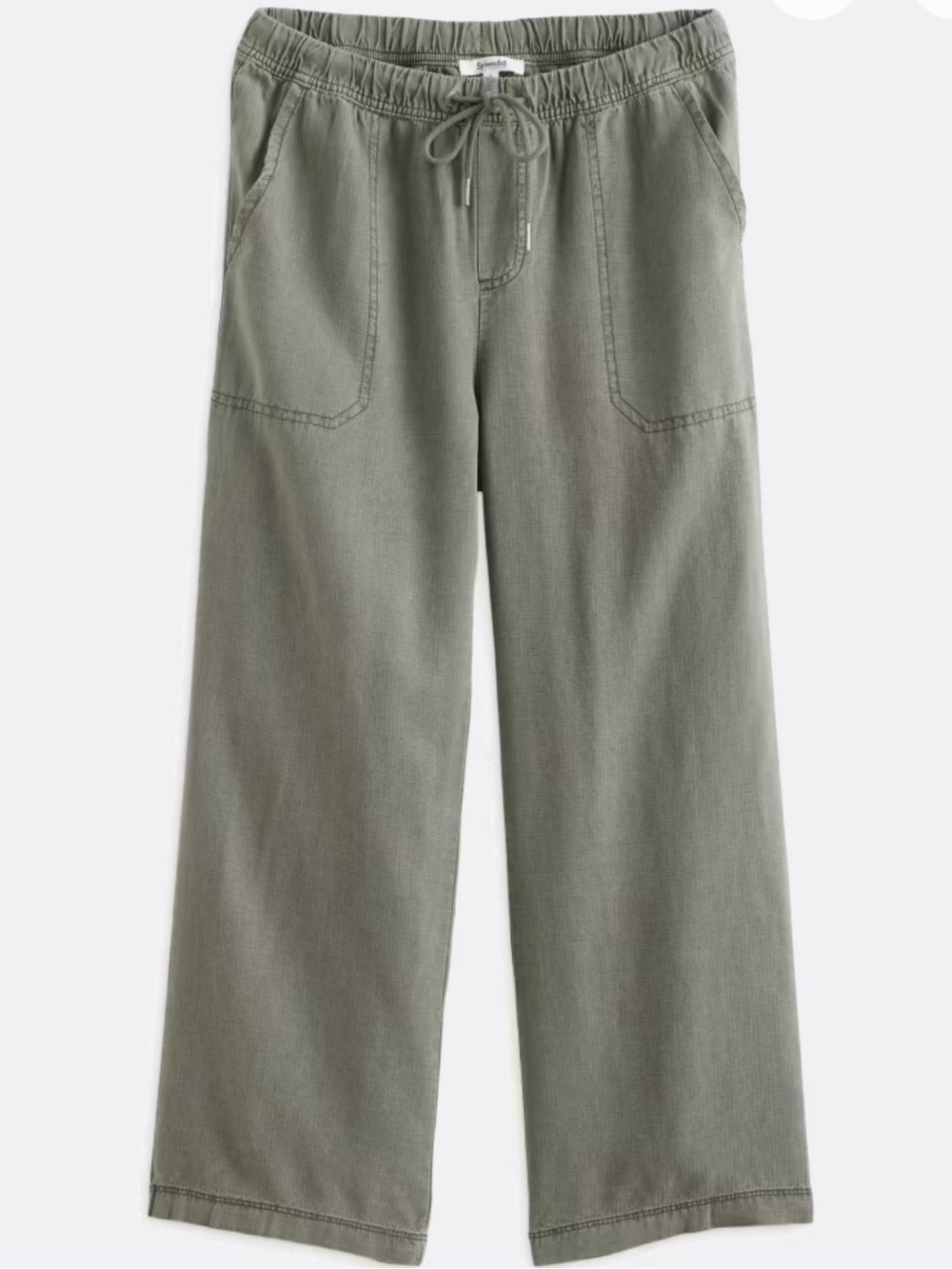 Splendid Angie Eco Crop Wide Leg Pant in Olive Drawstring Wide-Leg Cropped Pants